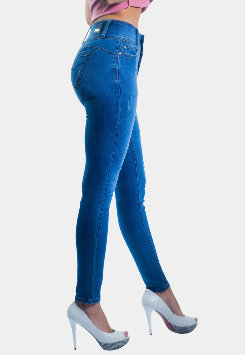 JEANS SKINNY MUJER TENTATION AZUL PITILLO FOCALIZADO DREMEL T.A. PUSH UP - 2