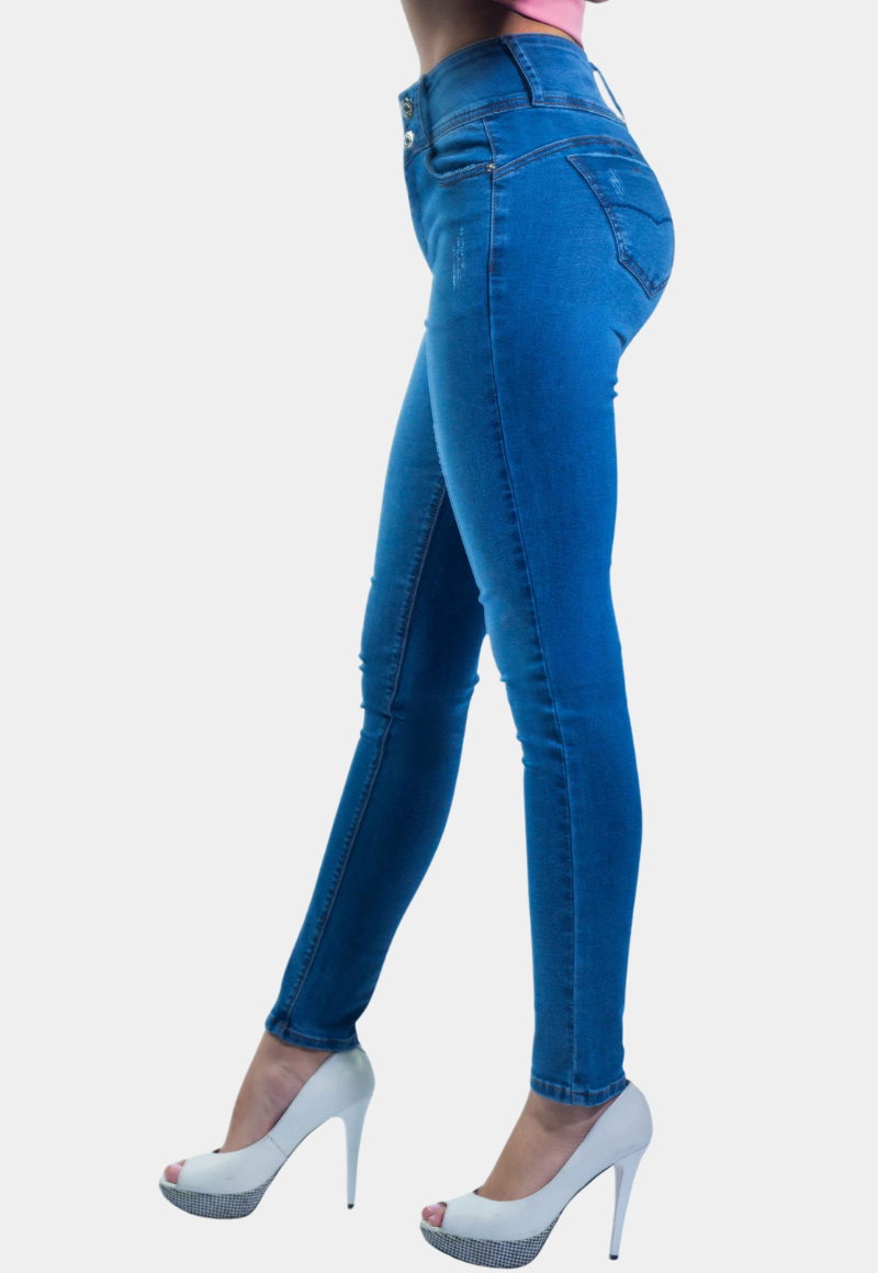 JEANS SKINNY MUJER TENTATION AZUL PITILLO FOCALIZADO DREMEL T.A. PUSH UP - 3
