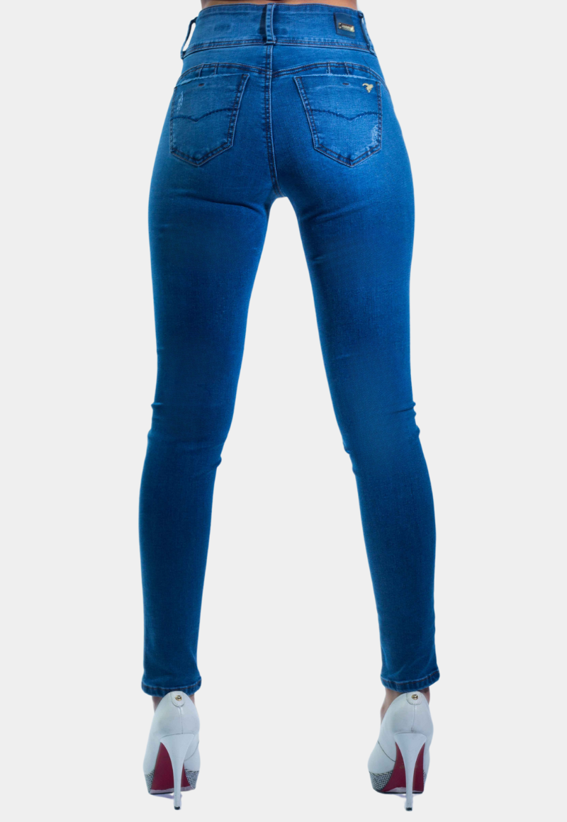 JEANS SKINNY MUJER TENTATION AZUL PITILLO FOCALIZADO DREMEL T.A. PUSH UP - 4