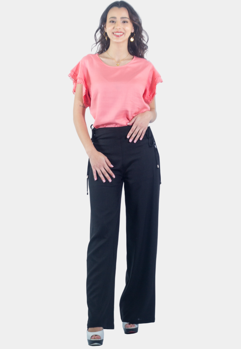 PANTALÓN PALAZZO REGULAR FIT MUJER TENTATION BLACK PALAZZO AMARRA COSTANDO - 1