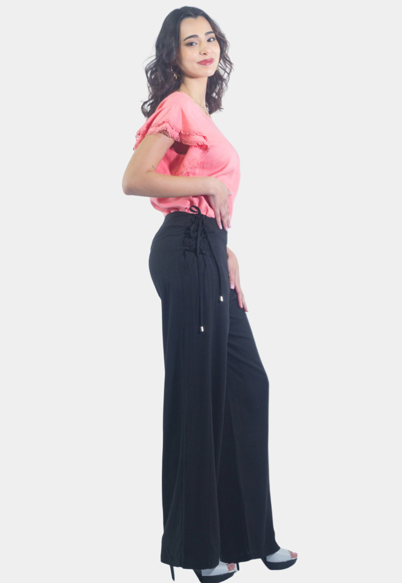 PANTALÓN PALAZZO REGULAR FIT MUJER TENTATION BLACK PALAZZO AMARRA COSTANDO - 2