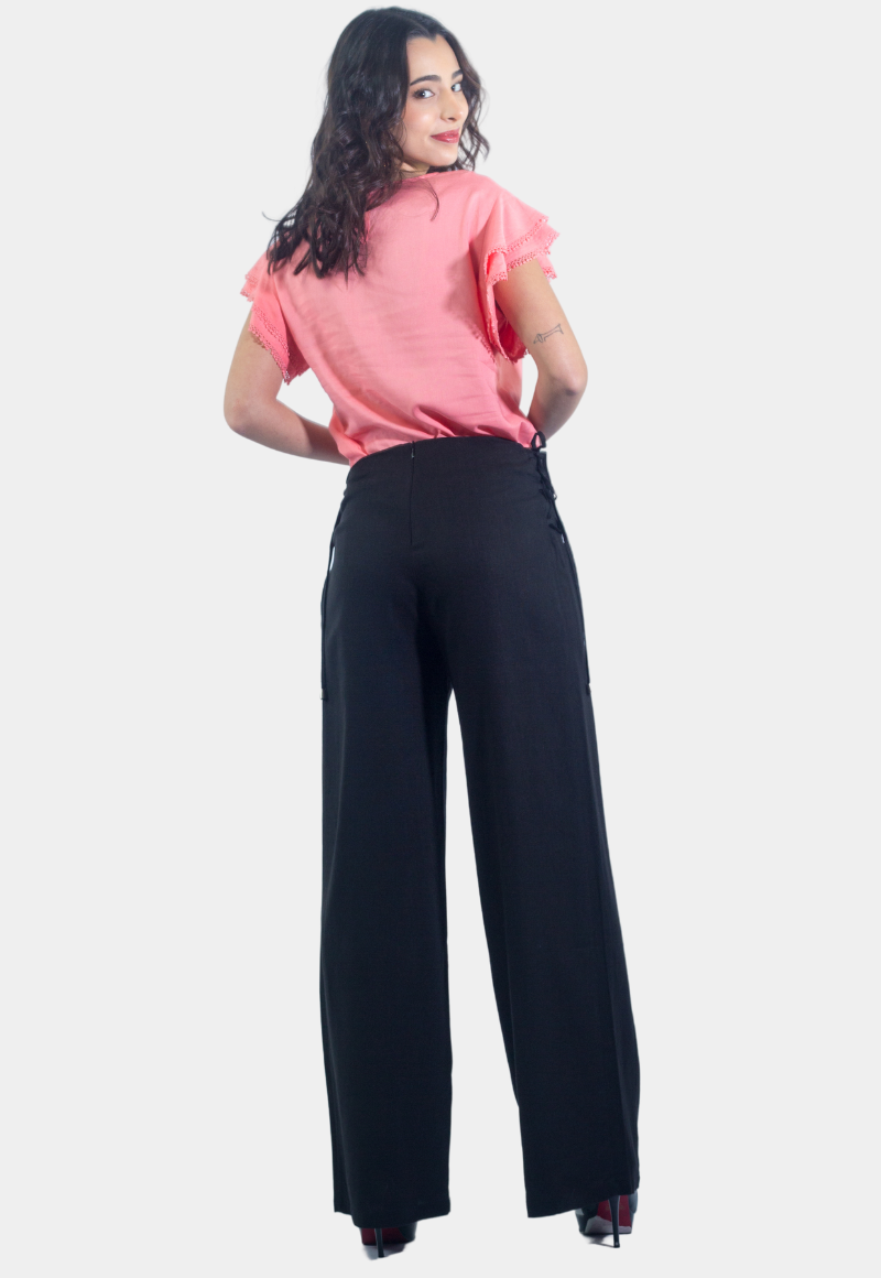 PANTALÓN PALAZZO REGULAR FIT MUJER TENTATION BLACK PALAZZO AMARRA COSTANDO - 3