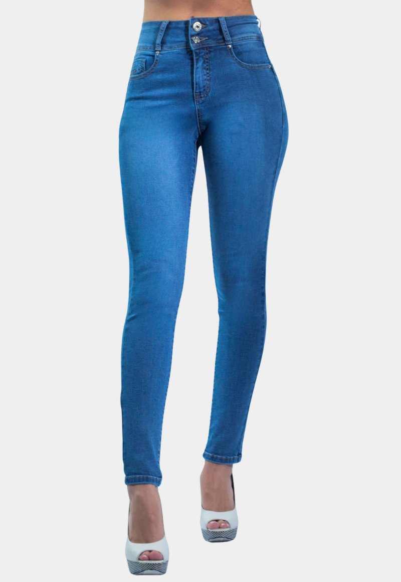 JEANS SKINNY MUJER TENTATION AZUL PITILLO FOCALIZADO T.A. PUSH UP - 1