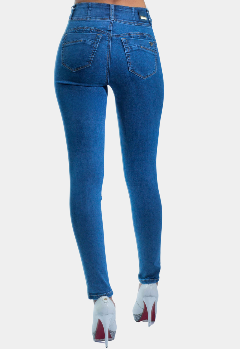 JEANS SKINNY MUJER TENTATION AZUL PITILLO FOCALIZADO T.A. PUSH UP - 4