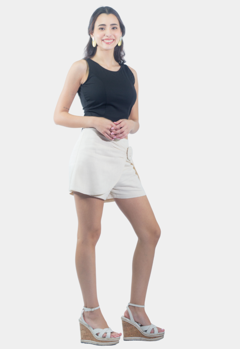 SHORT CRUZADO REGULAR FIT MUJER TENTATION MARFIL - 1