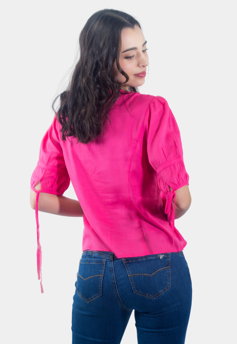 BLUSA ABOTONADA MANGA 3/4 FUCSIA TENTATION - 3