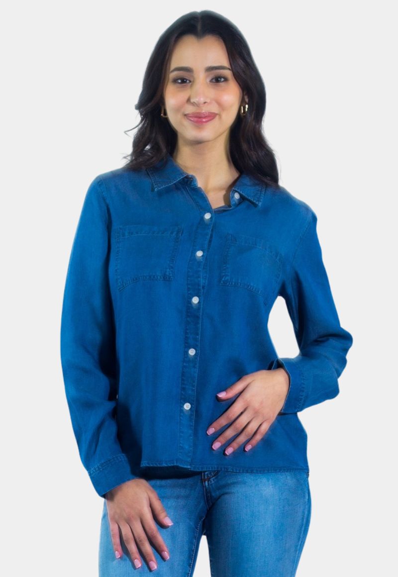 BLUSA TENCEL AZUL TENTATION - 1