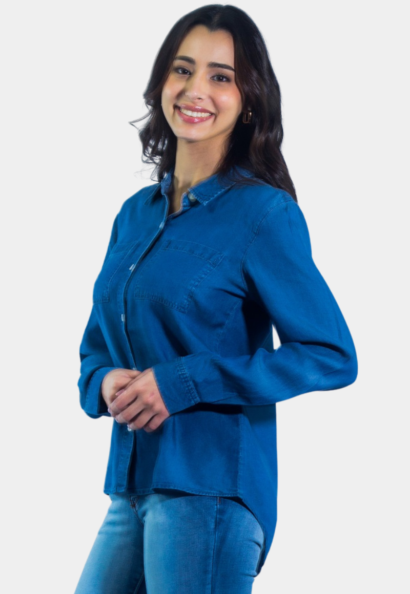 BLUSA TENCEL AZUL TENTATION - 2