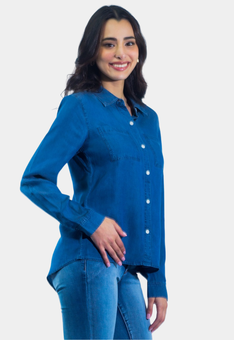 BLUSA TENCEL AZUL TENTATION - 3