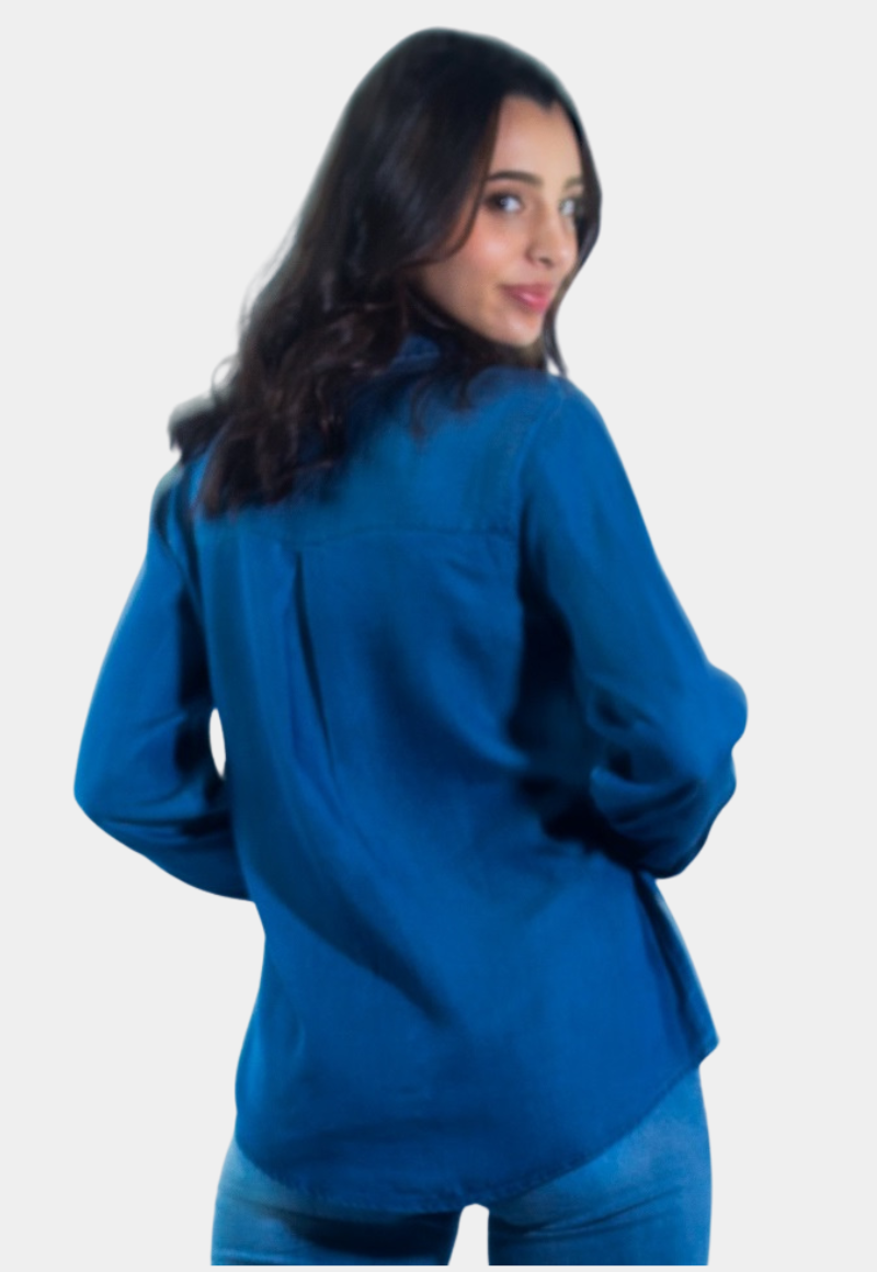 BLUSA TENCEL AZUL TENTATION - 4