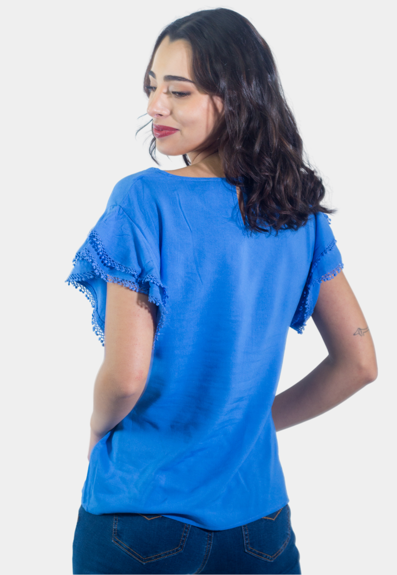 BLUSON BRODERIE MANGA AZUL TENTATION - 3