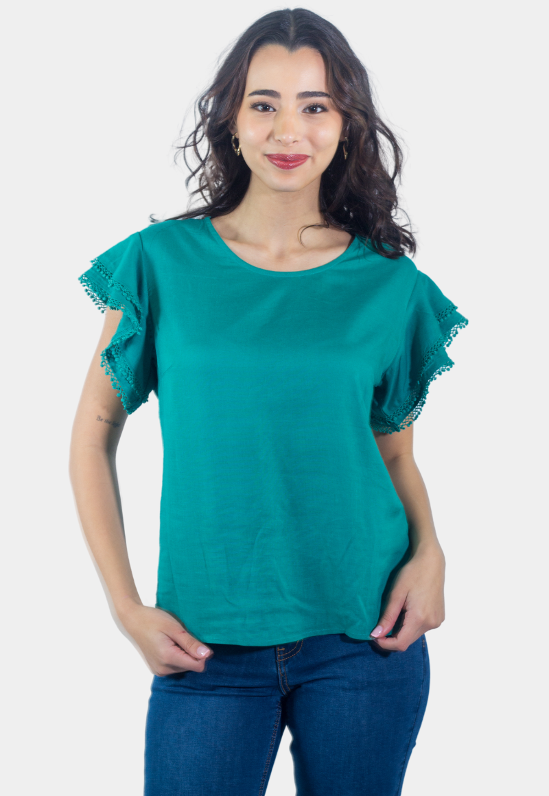 BLUSON BRODERIE MANGA VERDE TENTATION - 1