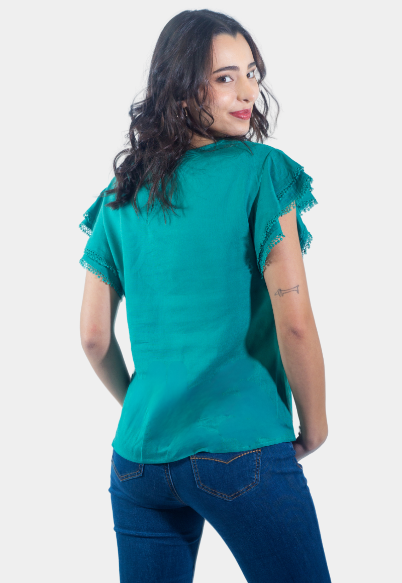 BLUSON BRODERIE MANGA VERDE TENTATION - 2