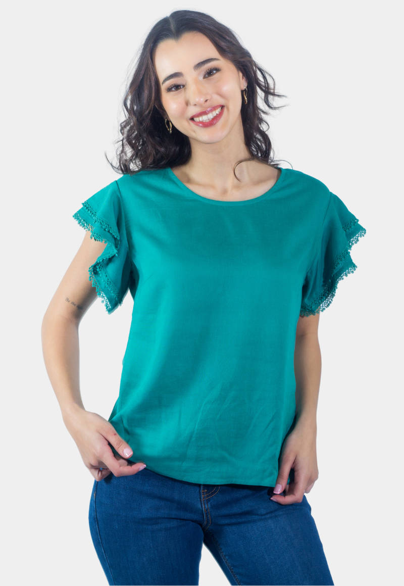 BLUSON BRODERIE MANGA VERDE TENTATION - 3