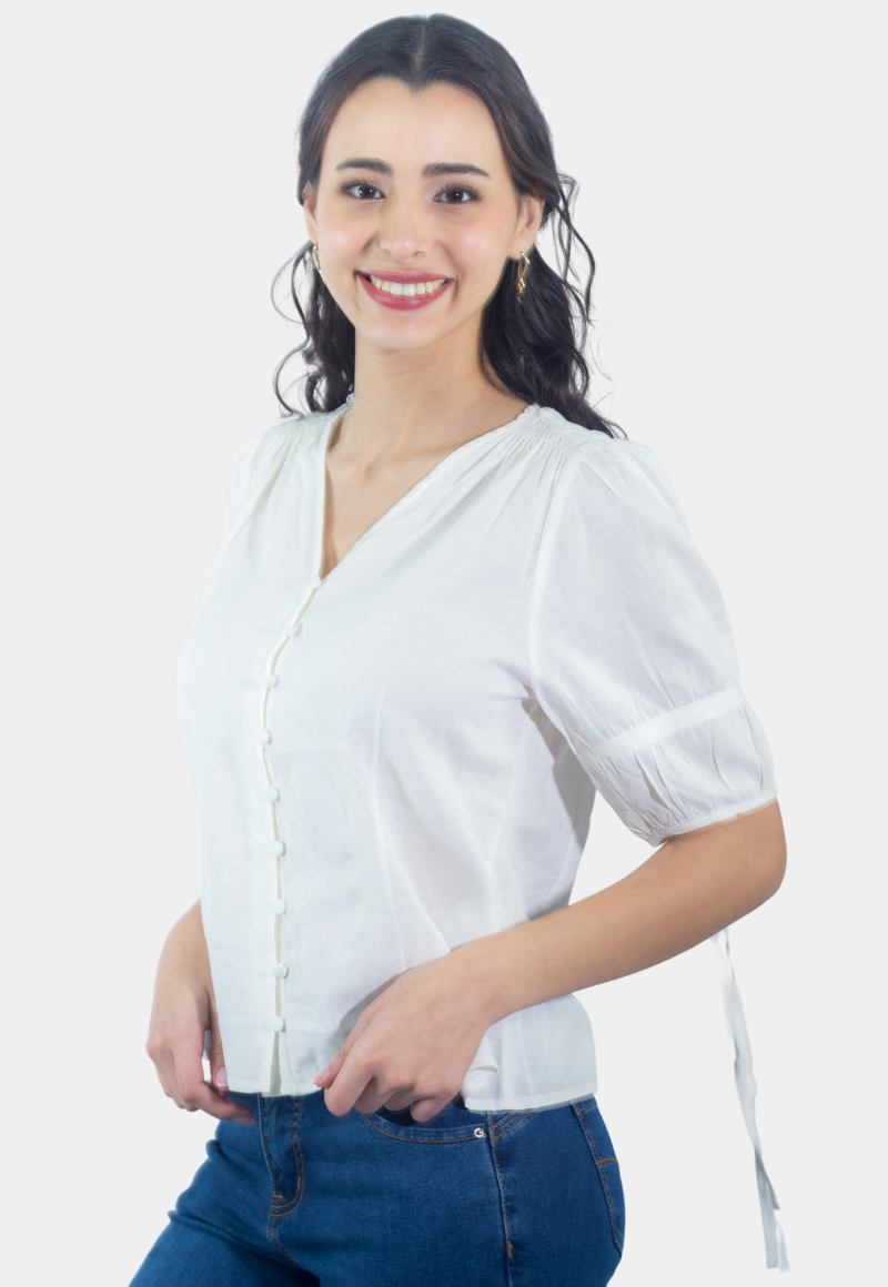 BLUSA ABOTONADA MANGA 3/4 BLANCO TENTATION - 2