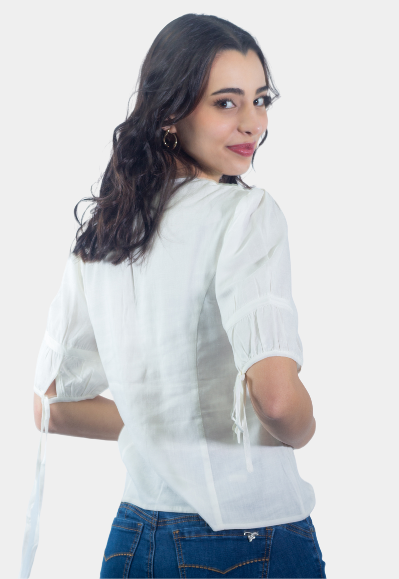 BLUSA ABOTONADA MANGA 3/4 BLANCO TENTATION - 3