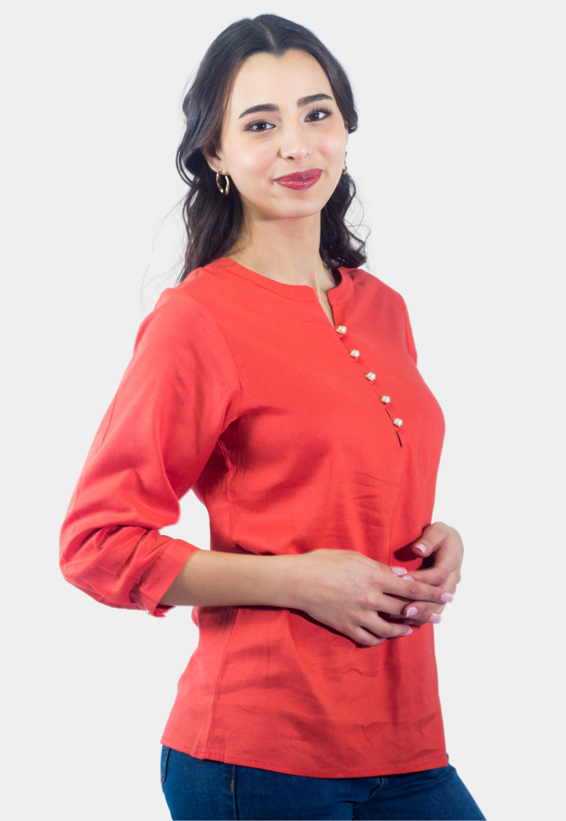 BLUSON ABOTONADO MANGA 3/4 TERRACOTA TENTATION - 2