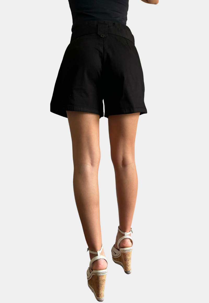 SHORT ALGODÓN PUSH UP MUJER TENTATION BLACK PINZADO TIRO ALTO - 3