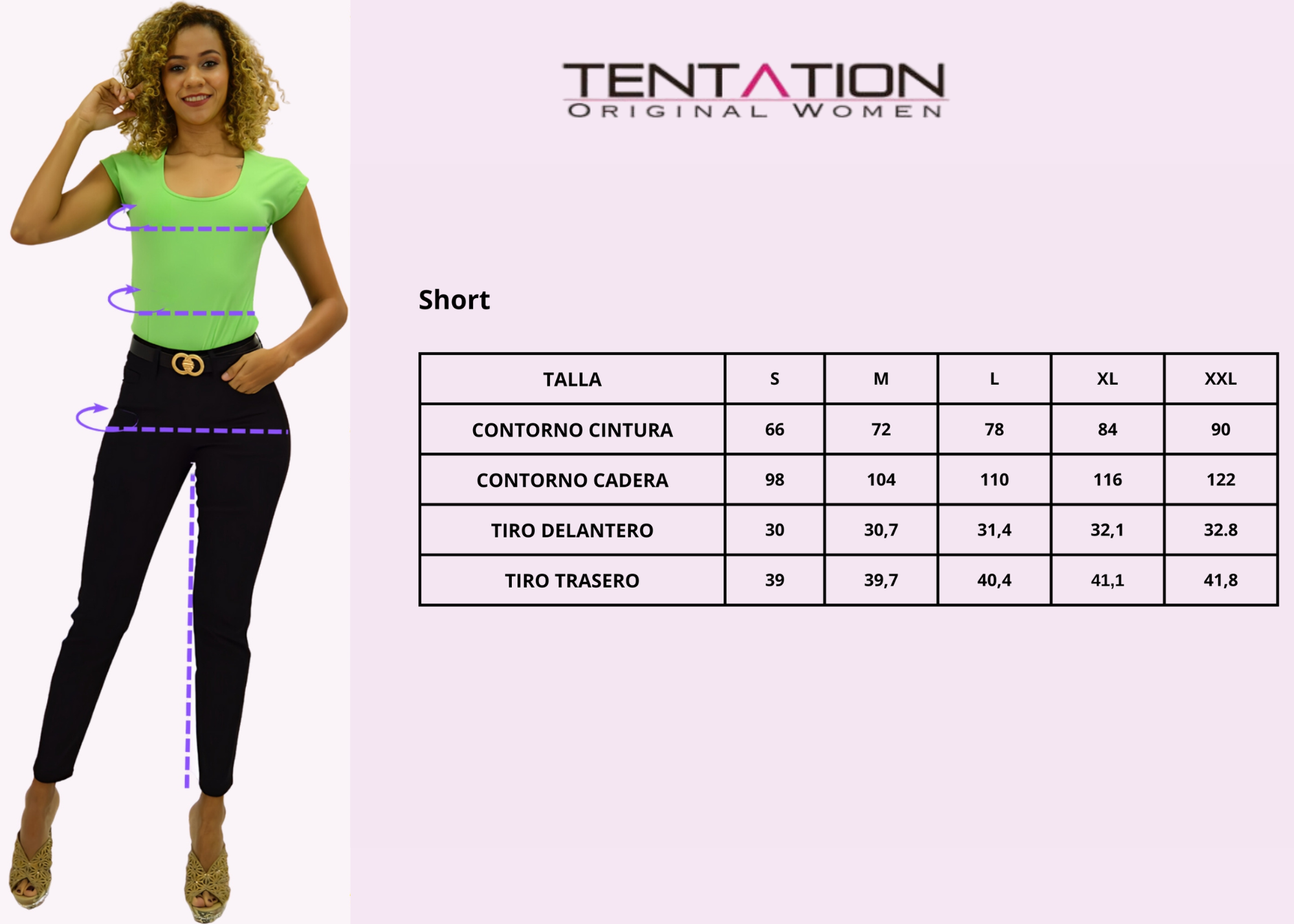 SHORT ALGODÓN PUSH UP MUJER TENTATION BLACK PINZADO TIRO ALTO - 4