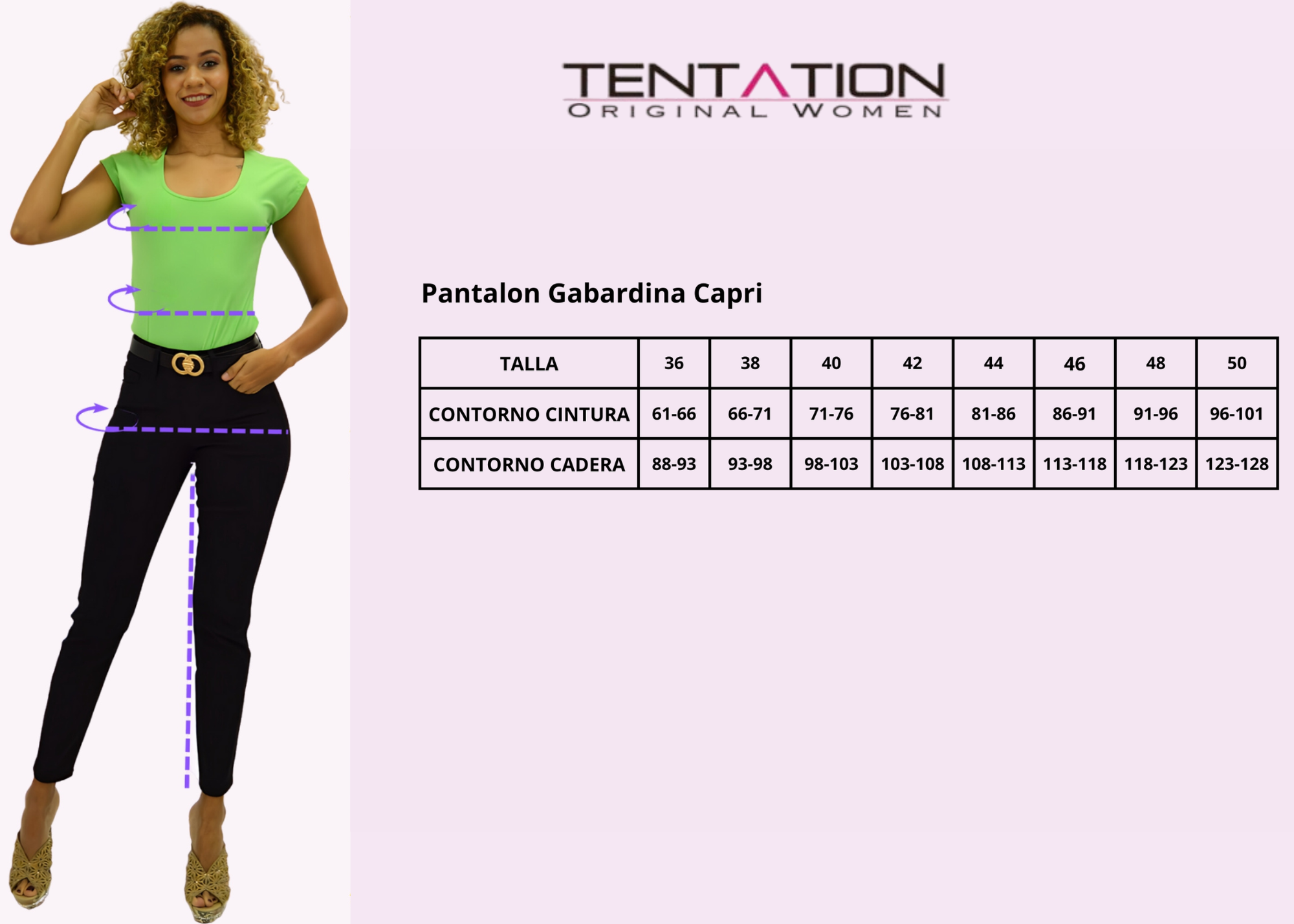 PANTALÓN CAPRI ALGODÓN CROP MUJER TENTATION BLANCO GABARDINA TIRO ALTO PUSH UP - 4