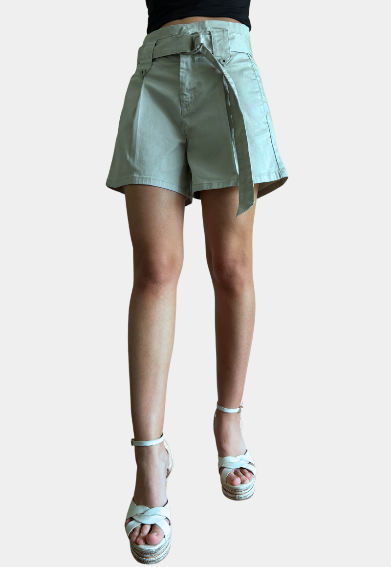 SHORT ALGODÓN PUSH UP MUJER TENTATION VERDE PINZADO TIRO ALTO - 1