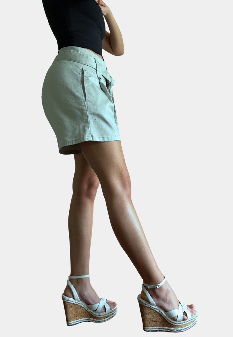 SHORT ALGODÓN PUSH UP MUJER TENTATION VERDE PINZADO TIRO ALTO - 3