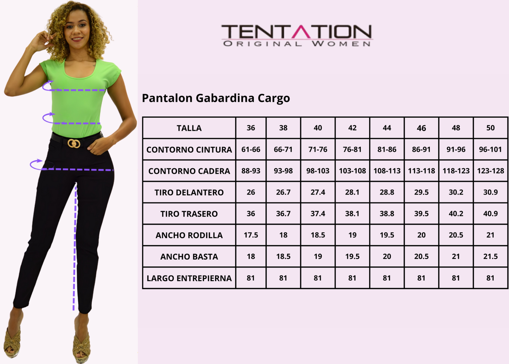 PANTALON CARGO ALGODÓN MOM MUJER TENTATION BLACK TIRO ALTO PUSH UP - 4