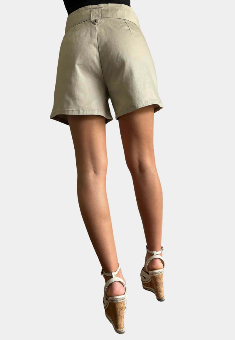 SHORT ALGODÓN PUSH UP MUJER TENTATION BEIGE PINZADO TIRO ALTO - 3