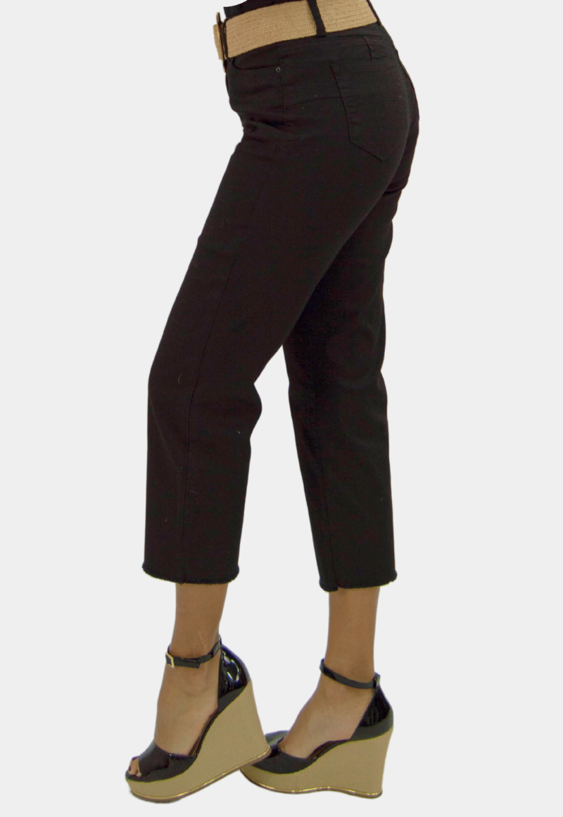 PANTALÓN CAPRI ALGODÓN CROP MUJER TENTATION BLACK GABARDINA TIRO ALTO PUSH UP - 2