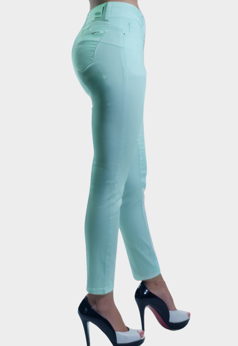 PANTALON SKINNY TIRO ALTO PUSH UP VERDE TENTATION - 2