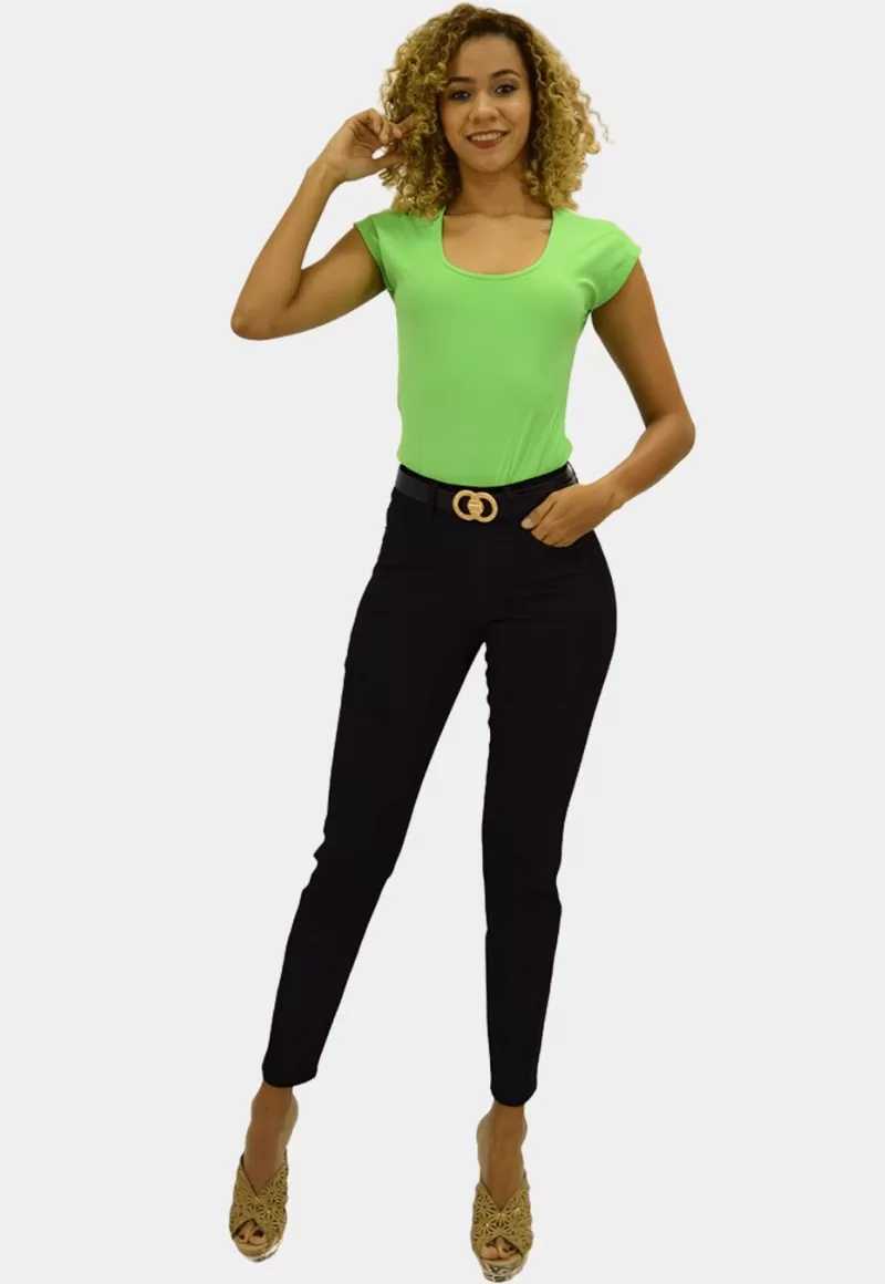 PANTALON ALGODÓN SKINNY MUJER TENTATION BLACK TIRO ALTO PUSH UP - 1