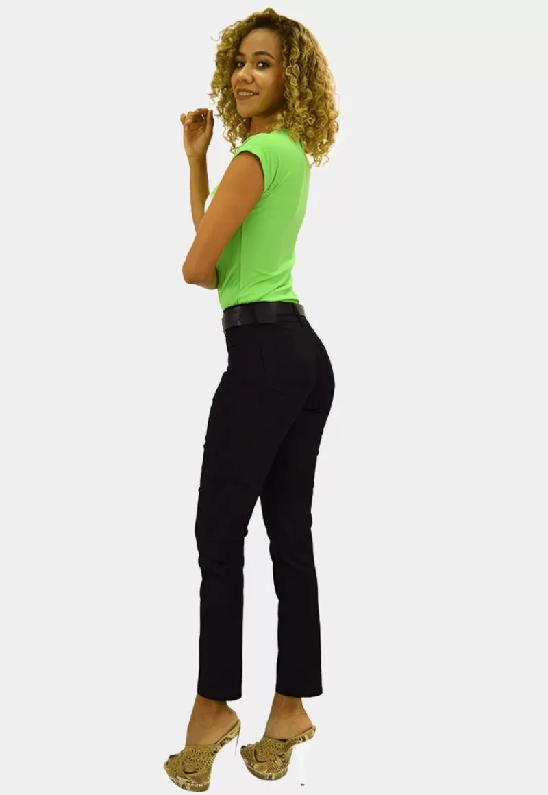 PANTALON ALGODÓN SKINNY MUJER TENTATION BLACK TIRO ALTO PUSH UP - 2