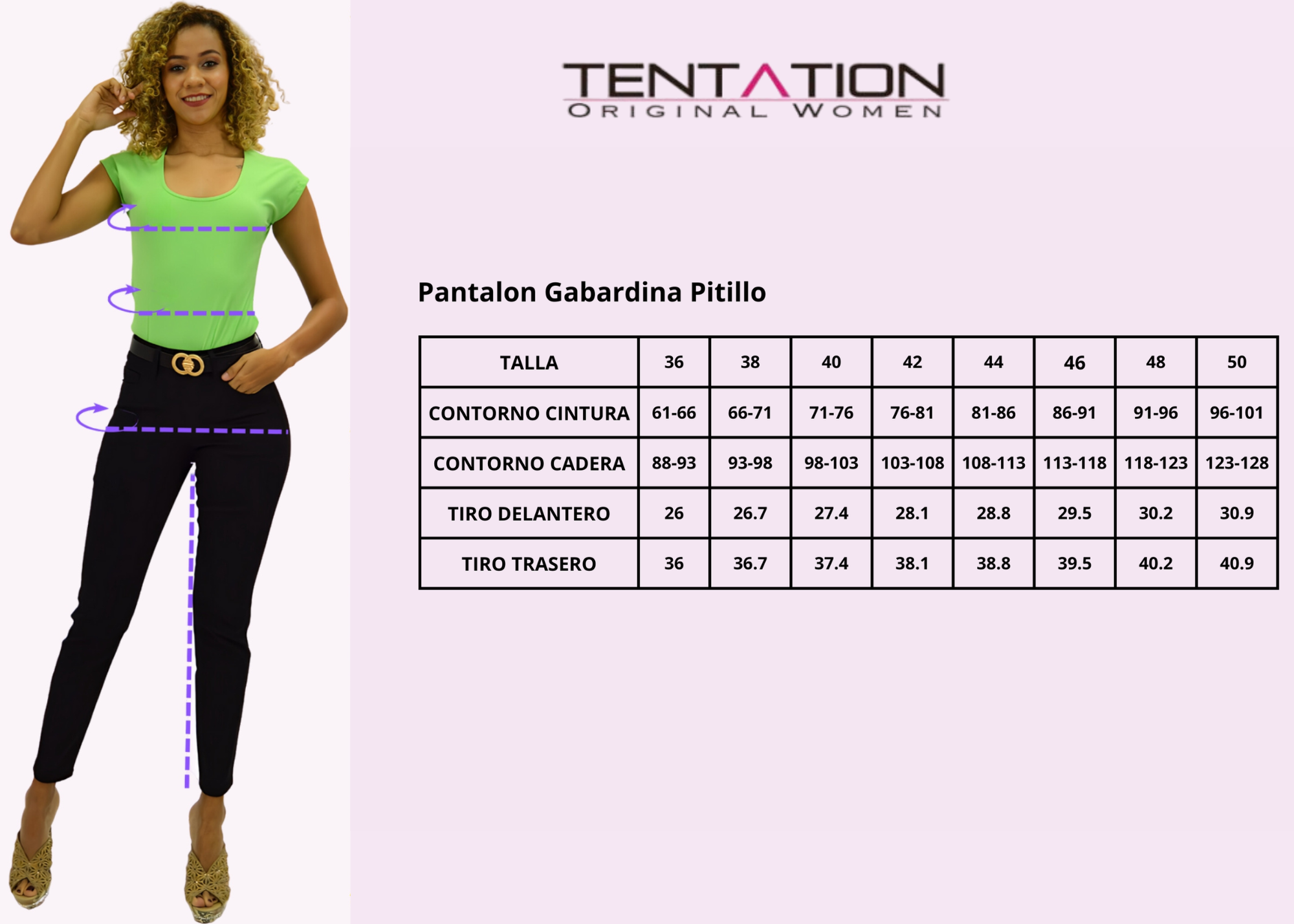 PANTALON ALGODÓN SKINNY MUJER TENTATION BLACK TIRO ALTO PUSH UP - 3