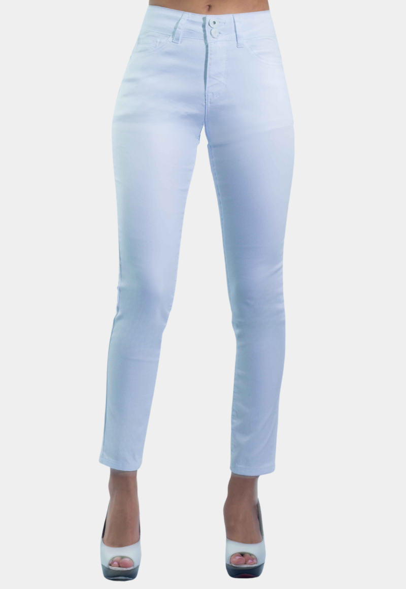 PANTALON SKINNY TIRO ALTO PUSH UP BLANCO TENTATION - 1