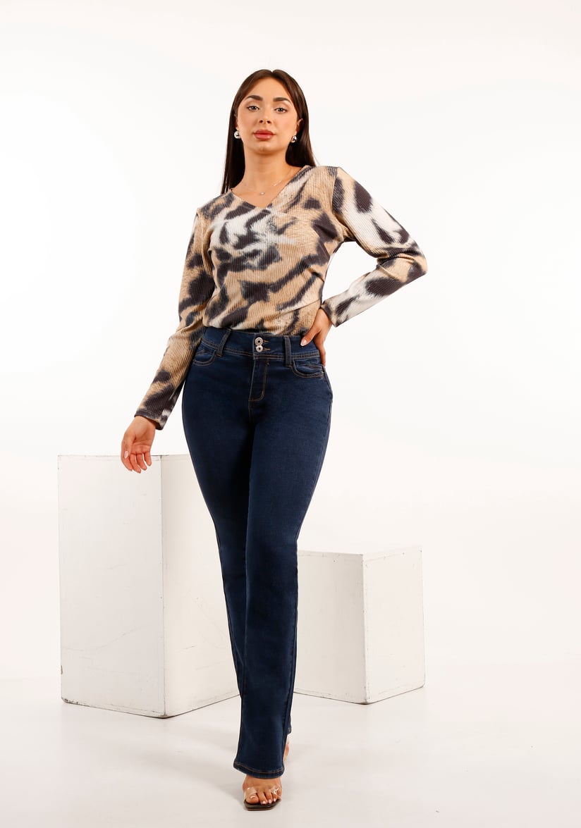 JEAN LARGO MUJER TENTATION AZUL RECTO T.A. PUSH UP DARK - 1