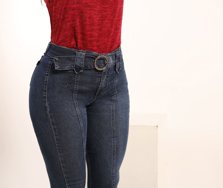 JEAN LARGO FLARE MUJER TENTATION AZUL CORTES PIERNA - 3