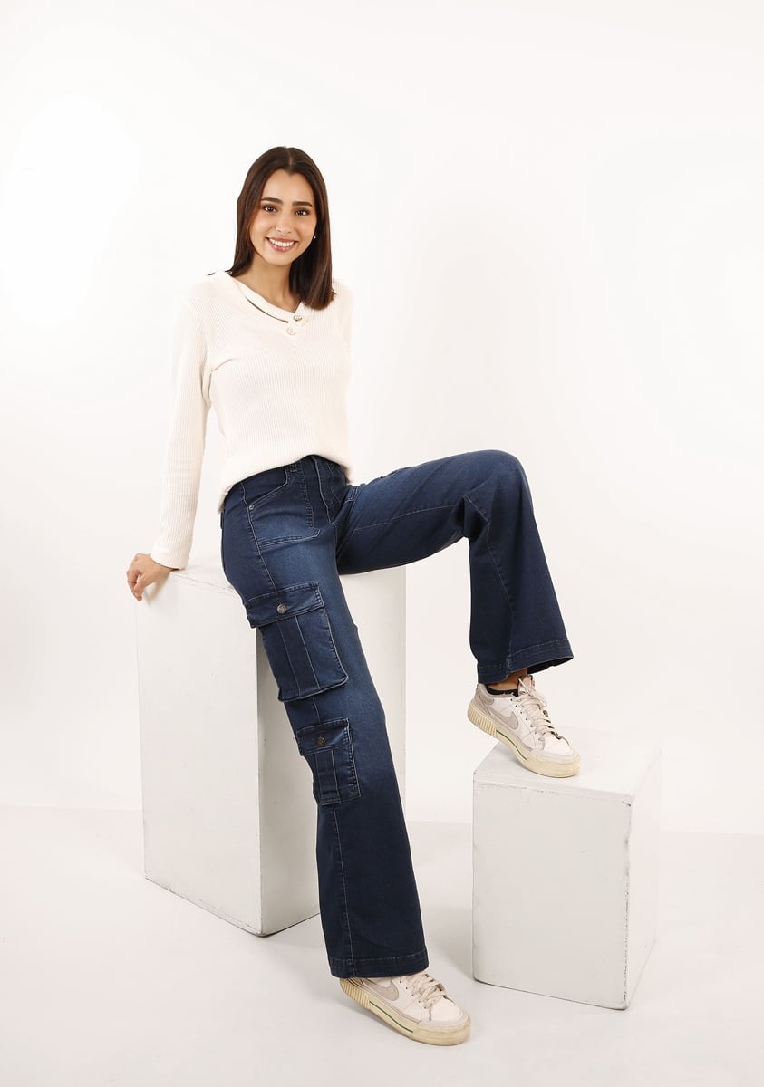 JEAN LARGO OVERSIZE MUJER TENTATION AZUL CARGO BIO FOCALIZADO - 1