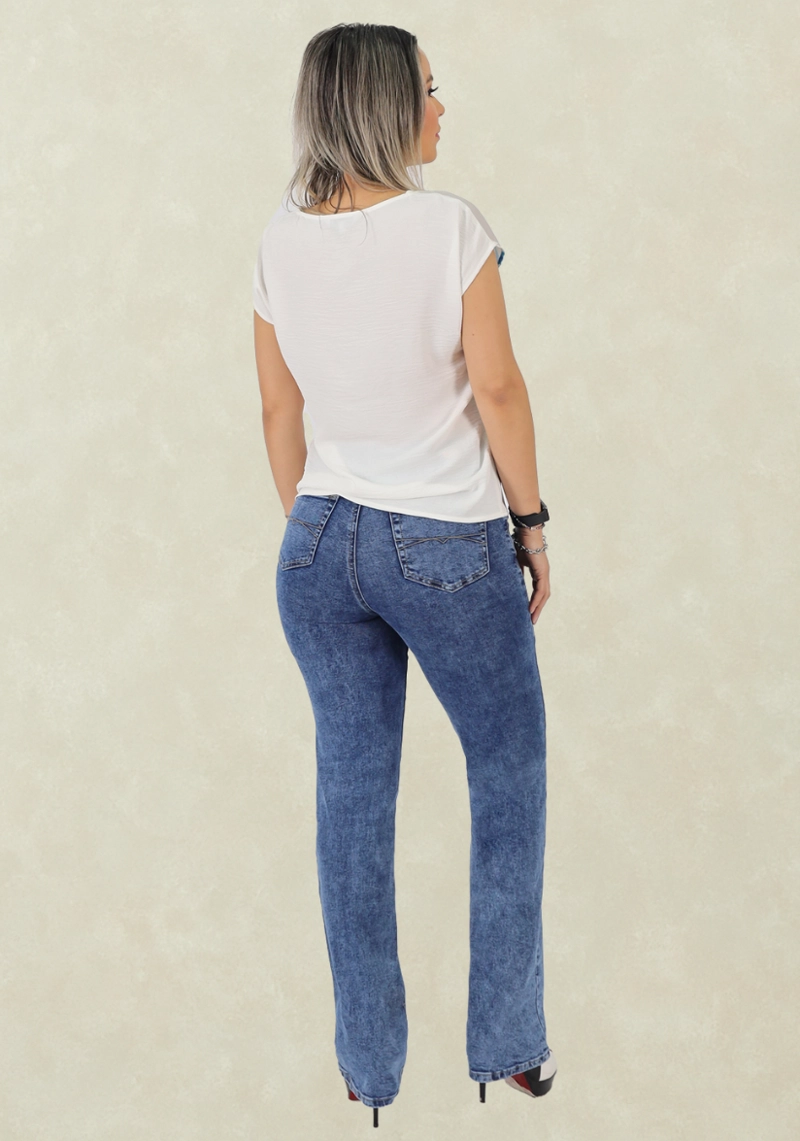 JEANS  RECTO TIRO ALTO PUSH UP AZUL - 2