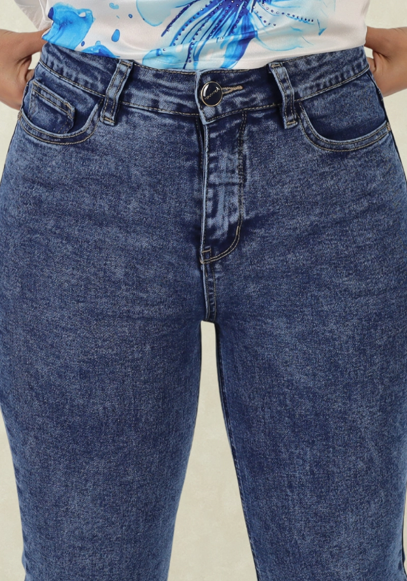 JEANS  RECTO TIRO ALTO PUSH UP AZUL - 3