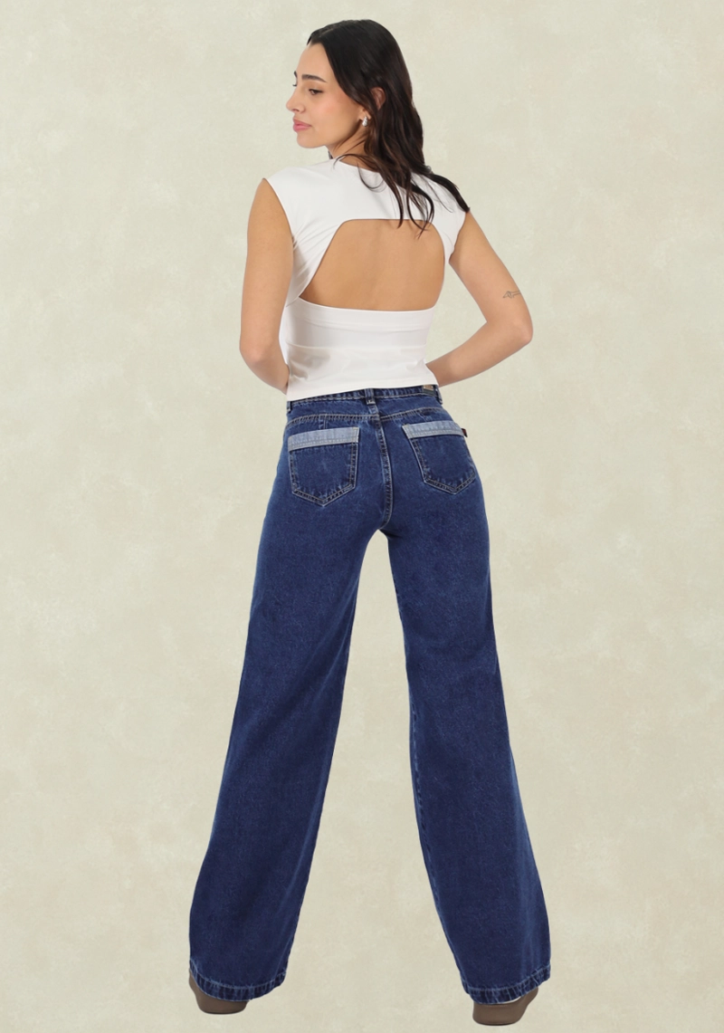 WIDE LEG CELESTE BOLSILLO PARCHE - 2