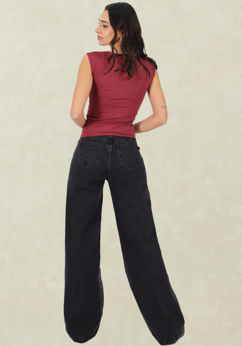 WIDE LEG BLACK CORTE PIERNA - 2