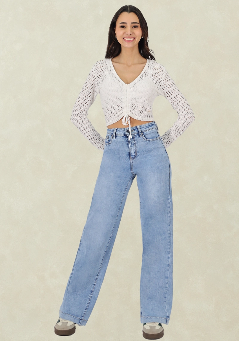 WIDE LEG T.A. PUSH UP CELESTE - 1