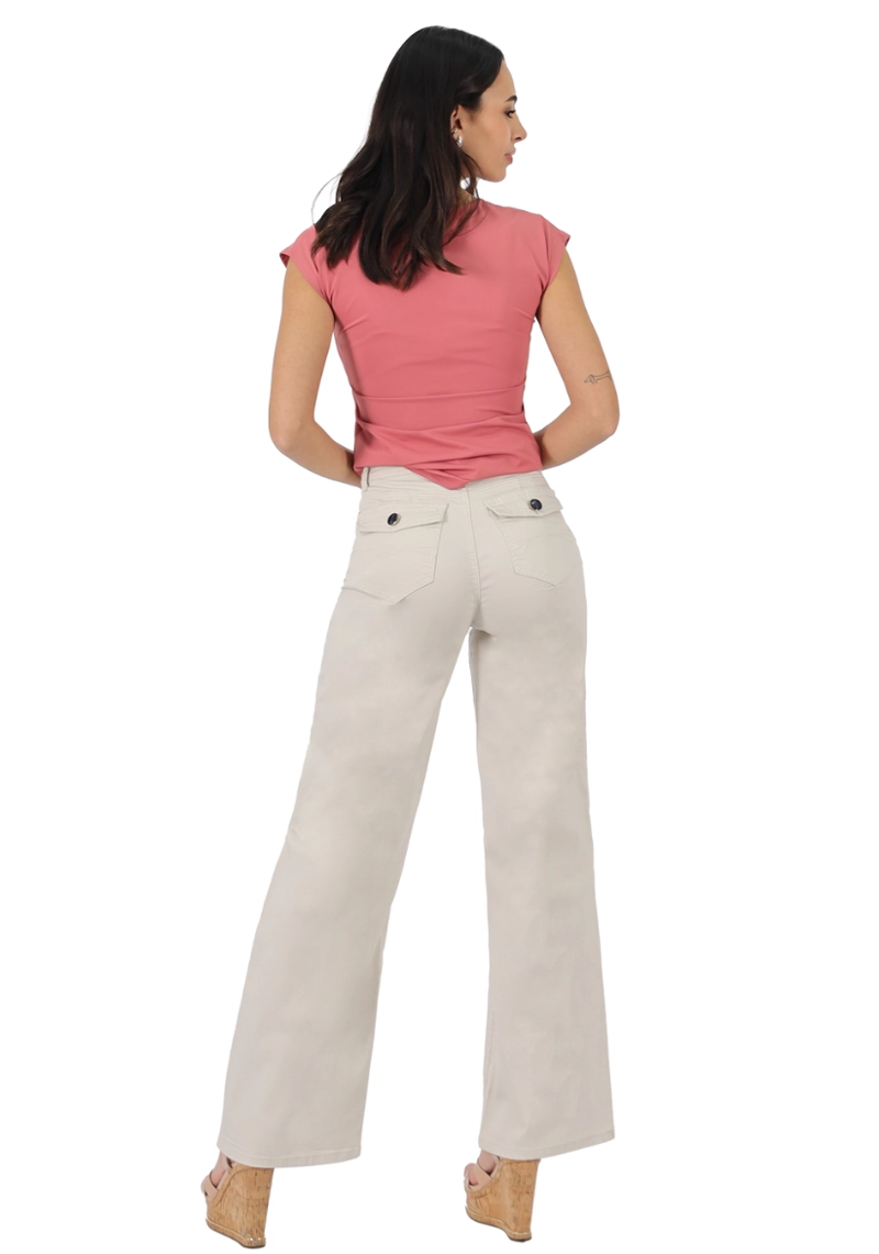 PANTALON GABARDINA WIDE LEG TAPETA T.A. CRUDO - 2