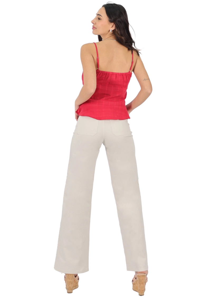 WIDE LEG GABARDINA TIRO ALTO CRUDO - 2