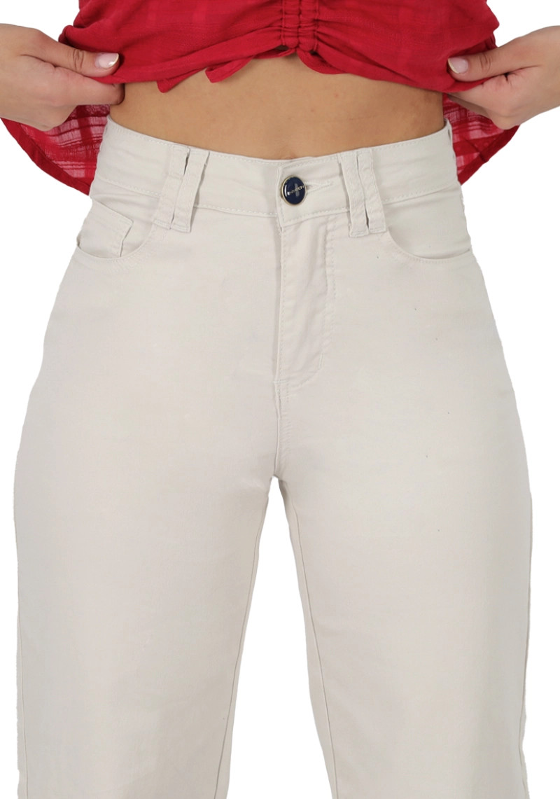 WIDE LEG GABARDINA TIRO ALTO CRUDO - 3