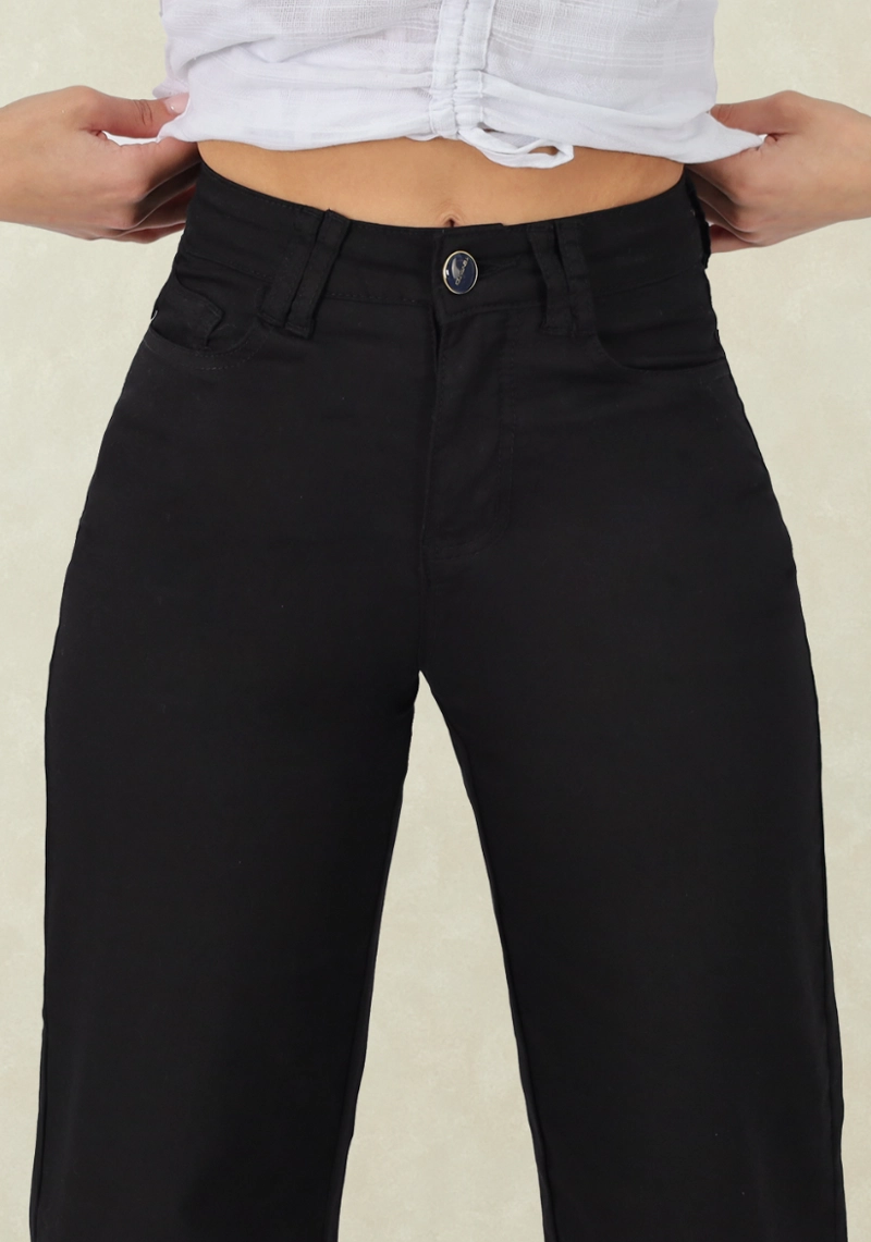 WIDE LEG GABARDINA TIRO ALTO BLACK - 3