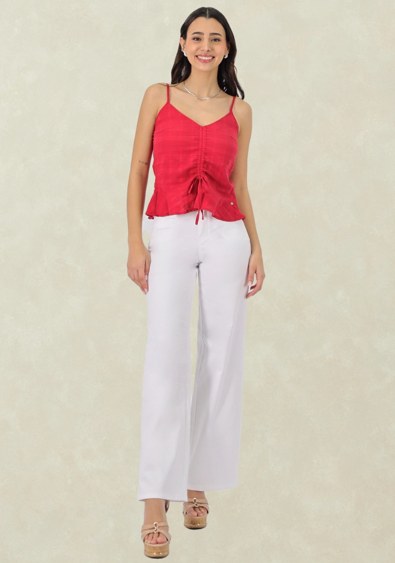 WIDE LEG GABARDINA TIRO ALTO BLANCO - 1