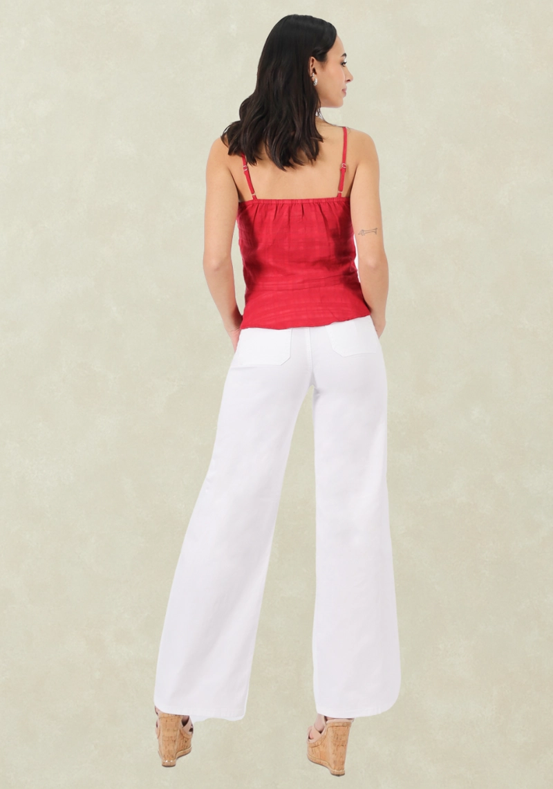 WIDE LEG GABARDINA TIRO ALTO BLANCO - 2