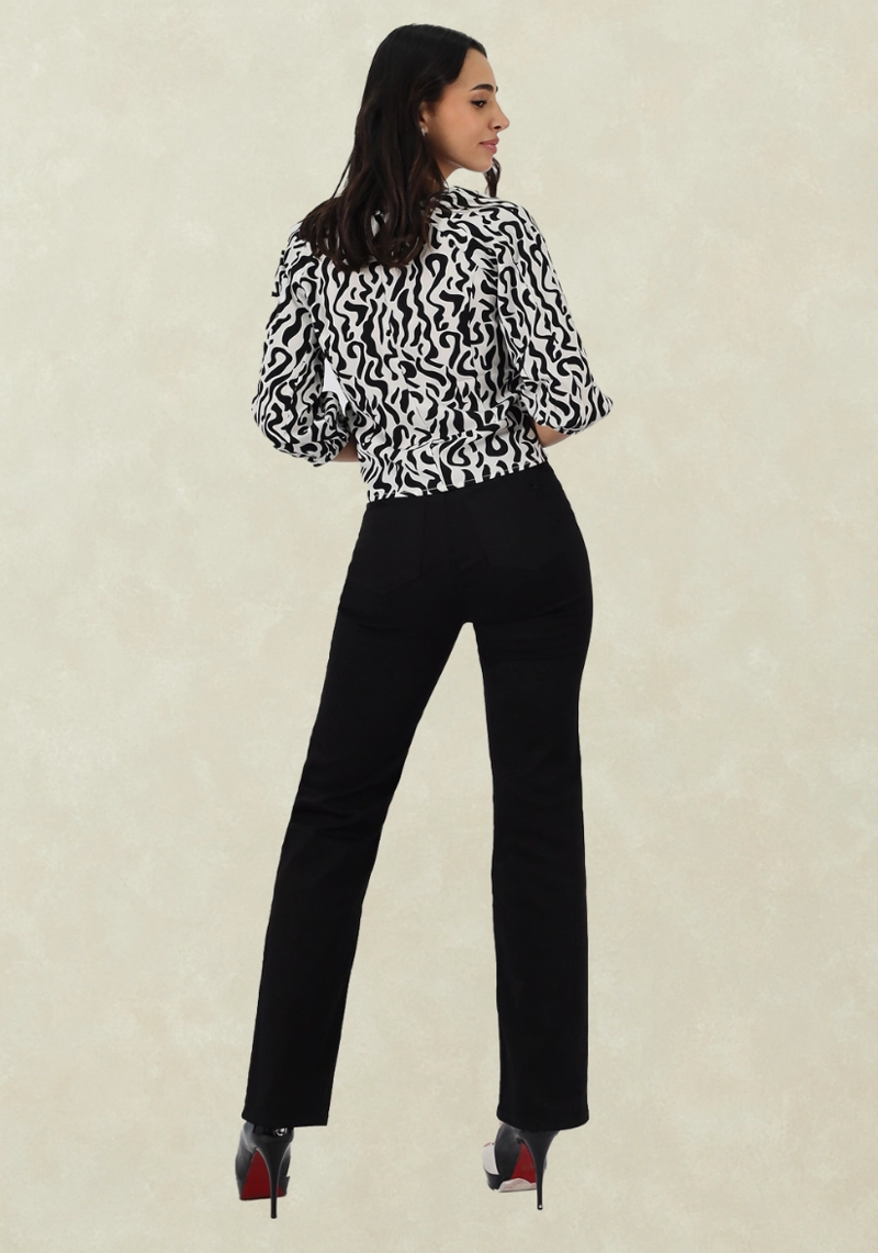 PANTALON GABARDINA RECTO  TIRO ALTO BLACK - 2