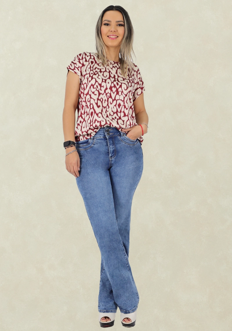 JEANS RECTO T.A. PUSH UP AZUL - 1